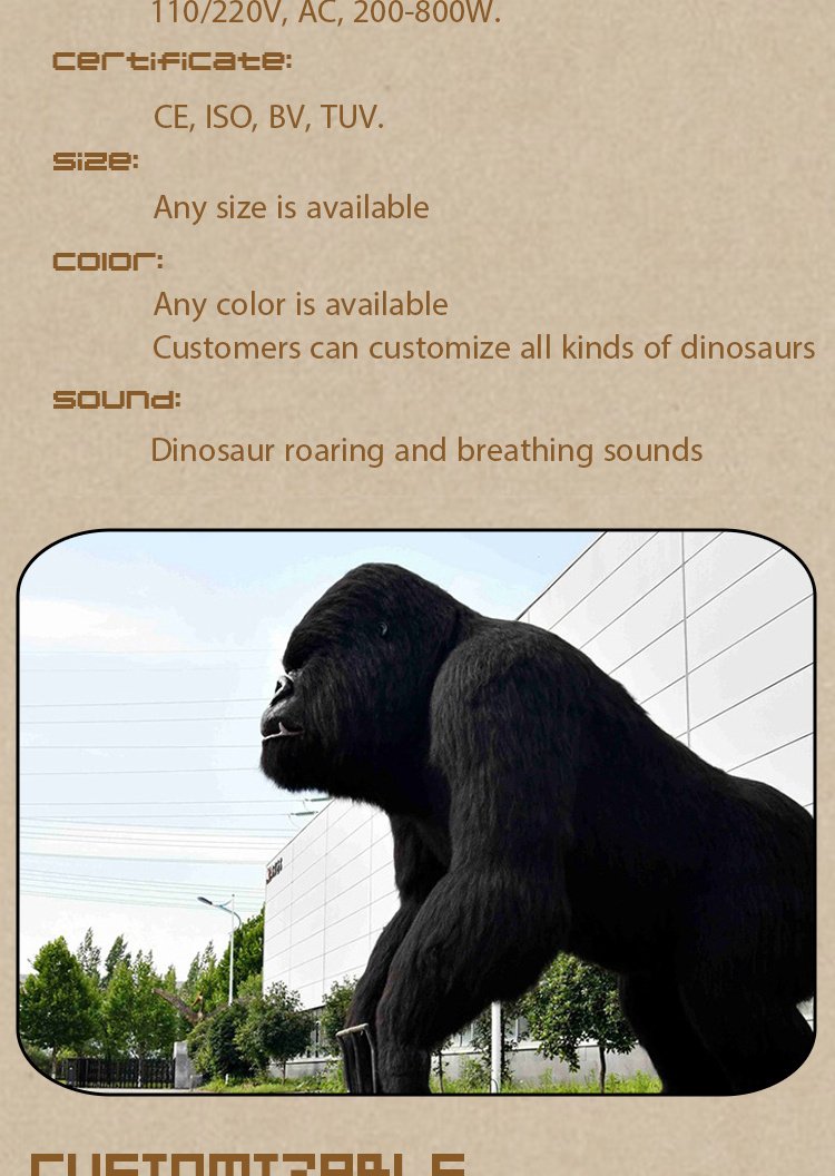 Robotic Party Decorations King Kong Dinosaur World Amusement Jurassic Theme Park Outdoors Animatronic Model Gorilla Animal 1 Pcs