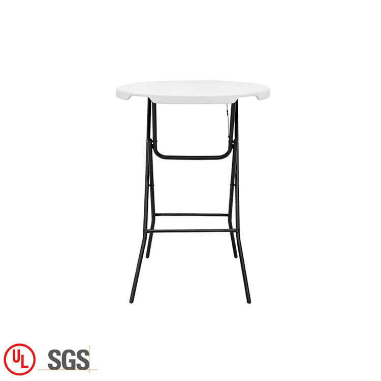 110CM Height Cheap White Folding Cocktail Table Restaurant 80CM High Round Plastic Folding Bar Table For Events