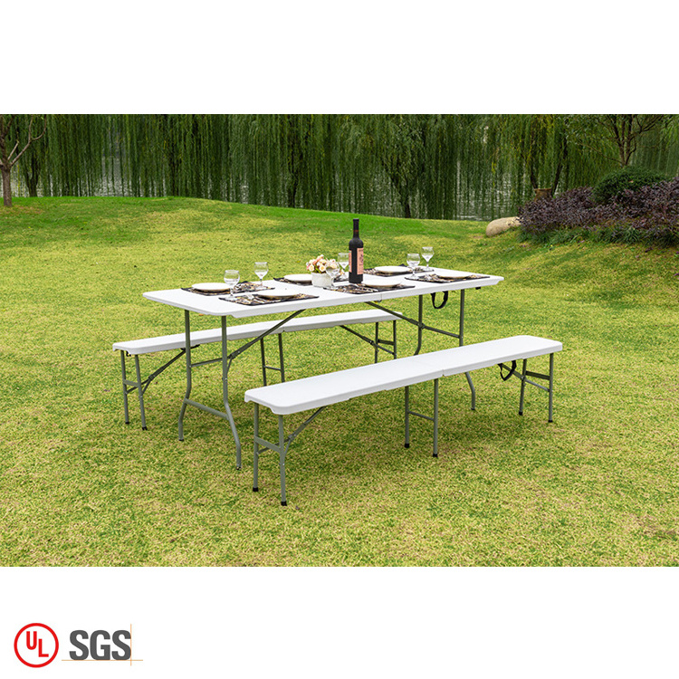 ZL-Z180-4 Waterproof white portable plastic folding table picnic table and benches