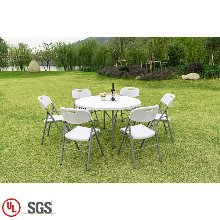 Portable Garden Furniture Set Metal Bistro Patio Folding Table White