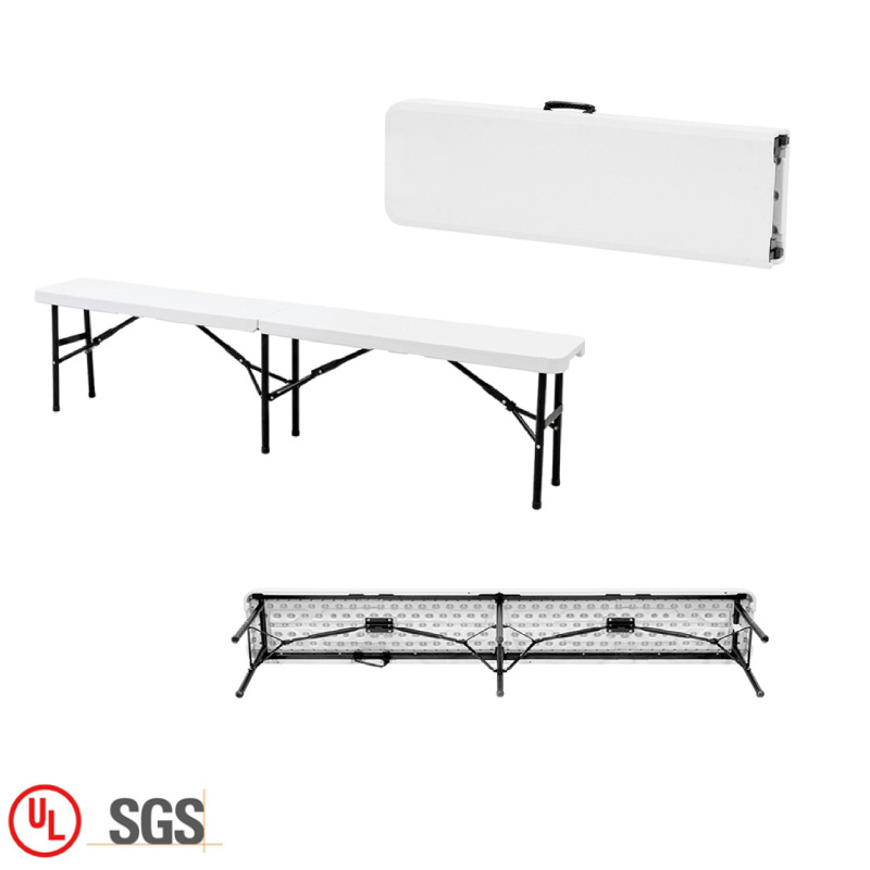 Hot Sale Outdoor Garden Portable Adjustable White Folding Plastic Bench Seat For Event