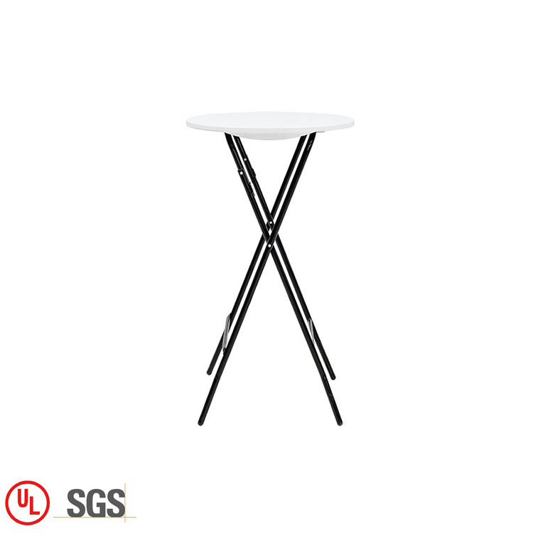 Wholesale White Plastic Round Bar Wedding Table Outdoor Folding Cocktail Table On Sale