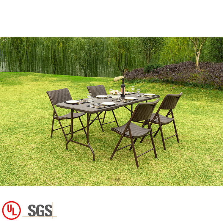 China Manufacturer Direct Garden Rattan Outdoor HDPE Blow Molding Plastic Folding Furniture