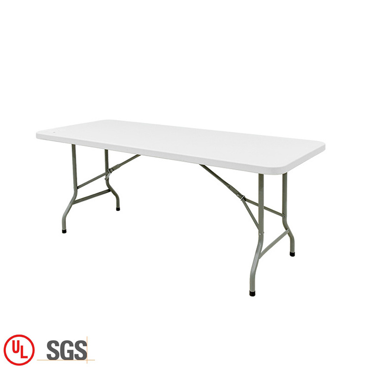 Multifunction indoor room plastic desk white 6FT HDPE rectangle movable folding conference table