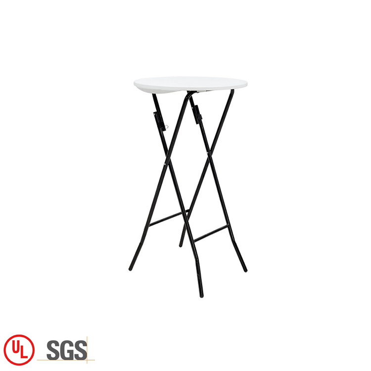 Wholesale White Plastic Round Bar Wedding Table Outdoor Folding Cocktail Table On Sale