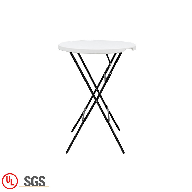 110CM Height Cheap White Folding Cocktail Table Restaurant 80CM High Round Plastic Folding Bar Table For Events