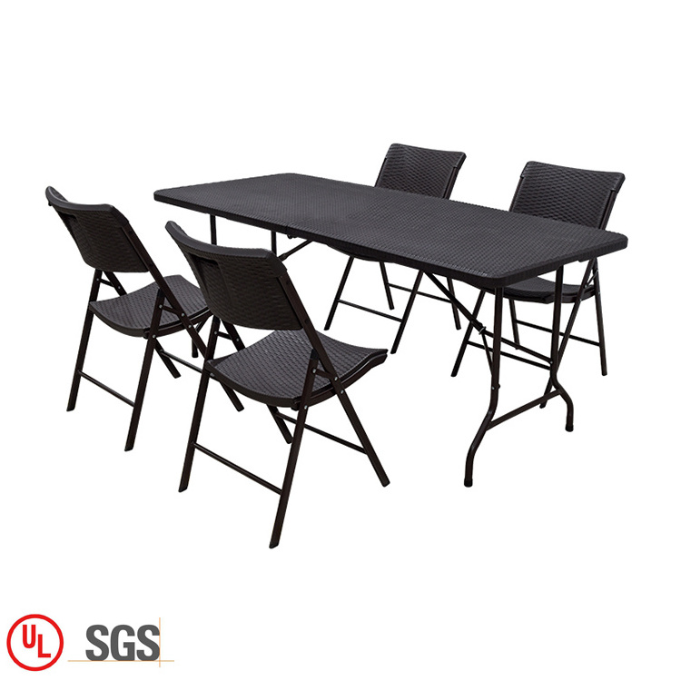 China Manufacturer Direct Garden Rattan Outdoor HDPE Blow Molding Plastic Folding Furniture