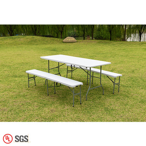 ZL-Z180-4 Waterproof white portable plastic folding table picnic table and benches