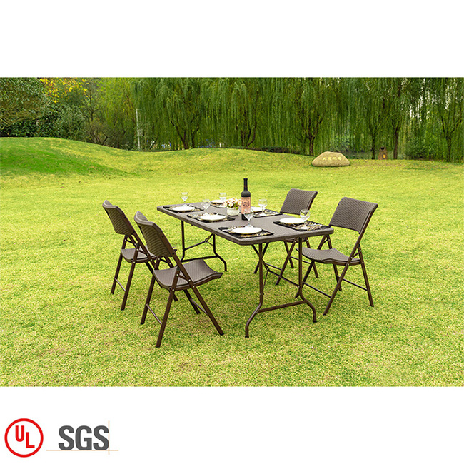 China Manufacturer Direct Garden Rattan Outdoor HDPE Blow Molding Plastic Folding Furniture