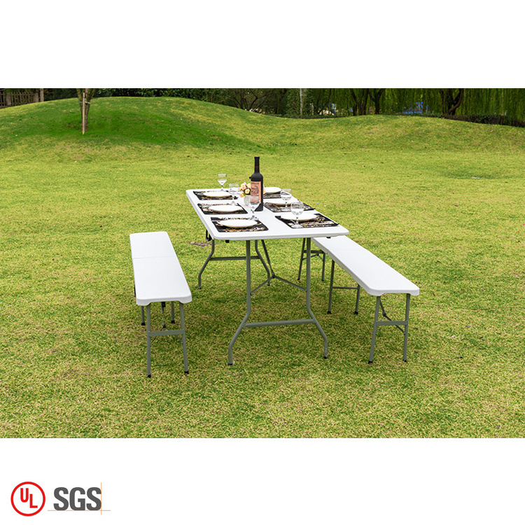 ZL-Z180-4 Waterproof white portable plastic folding table picnic table and benches