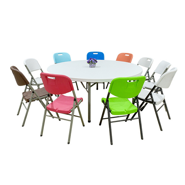 Modern design 10 people folding table and chair set 6 ft garden round plastic foldable table chair