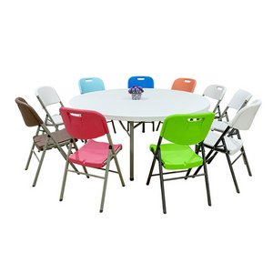 Modern design 10 people folding table and chair set 6 ft garden round plastic foldable table chair