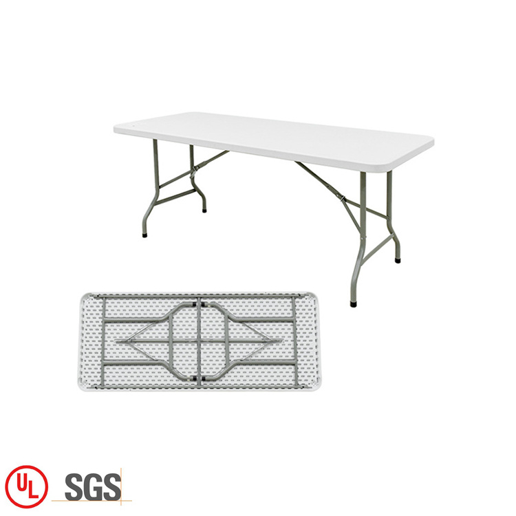 Multifunction indoor room plastic desk white 6FT HDPE rectangle movable folding conference table