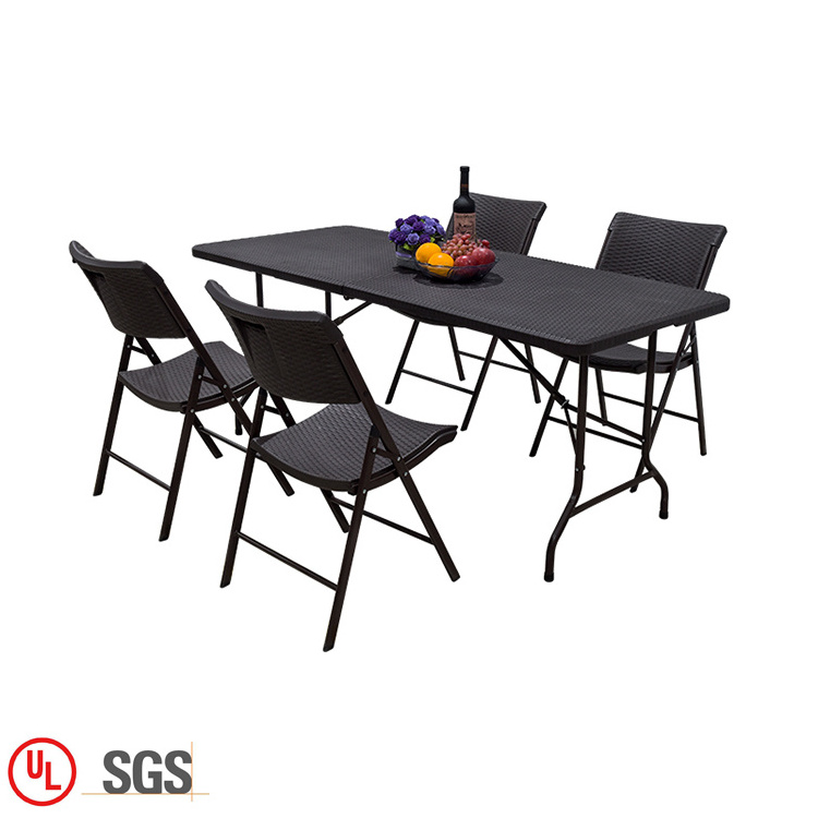 China Manufacturer Direct Garden Rattan Outdoor HDPE Blow Molding Plastic Folding Furniture