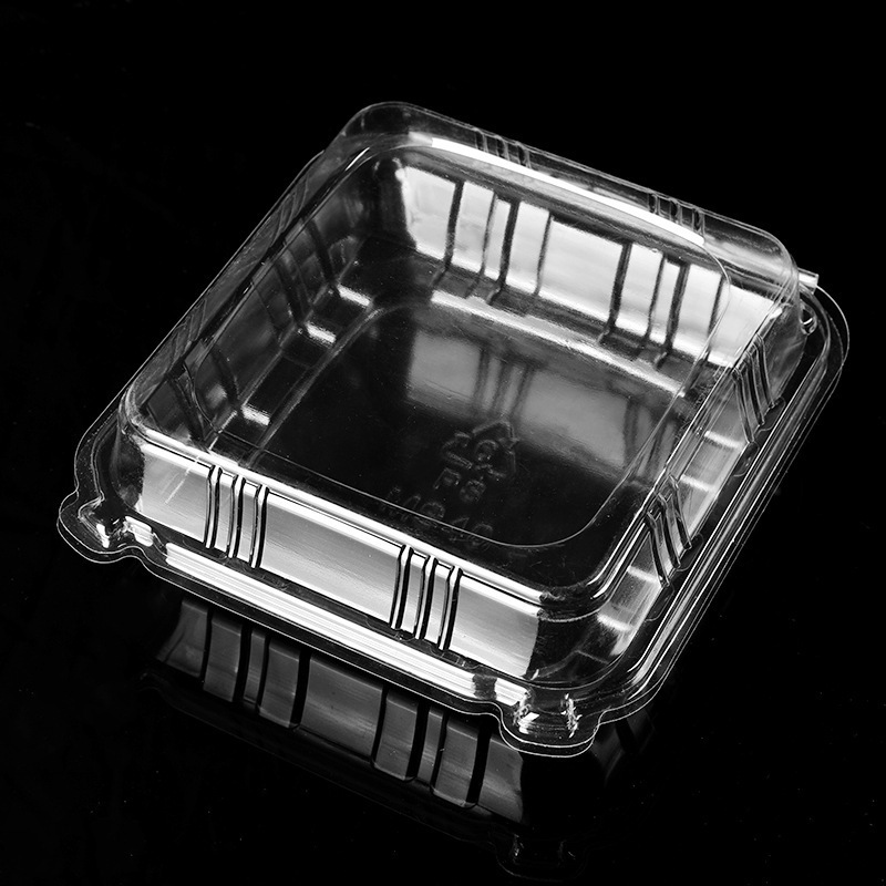 Clamshell PET Fruit Salad Food snack packaging transparent container box with snap locked lid Square rectangle customized size