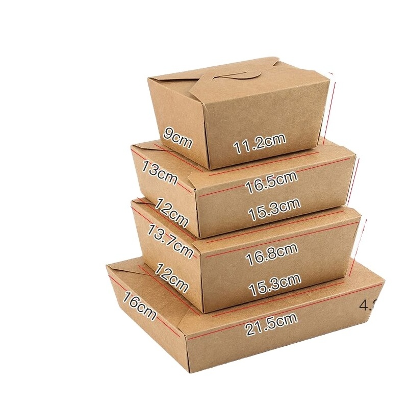 Fast food paper box disposable box hamburger French fries sandwich Kraft paper box for restaurant