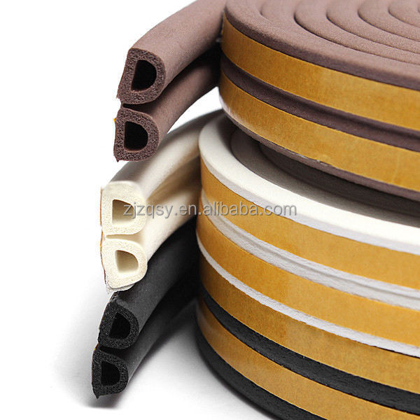 Self Adhesive High Density Door Frame Stopper Foam Tape D Type Epdm Rubber Sponge Foam Seal Tape