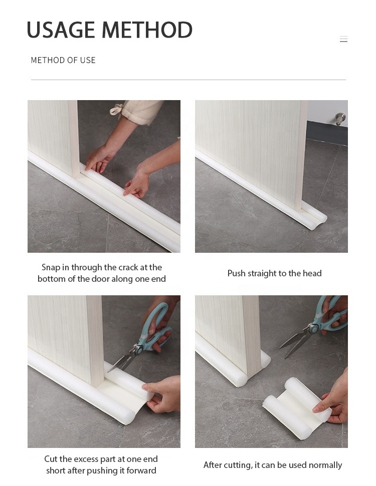 Under Door Draft Stopper - Windproof Gap Blocker - Twin Under Door Sweeps for Interior Doors - Bottom Seal Weather Stripping