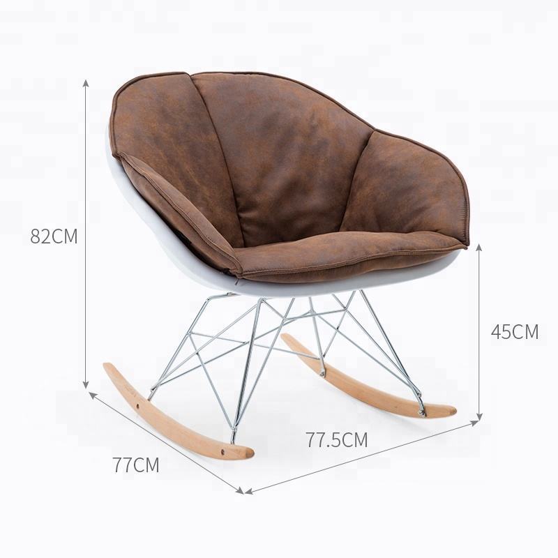 Nordic Modern Velvet Fabric Upholstered Wood Metal Leg Furniture Leisure Rocking Chair Single Sofa