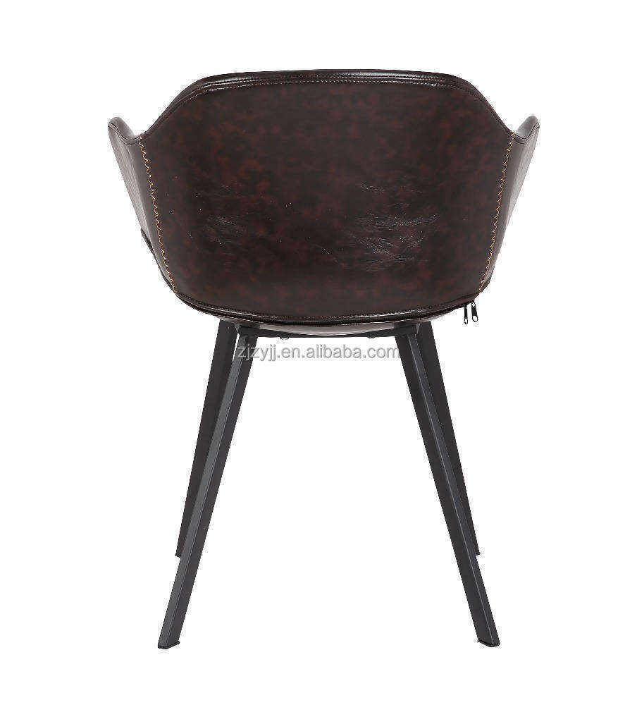 Luxury Leisure Leather Donut Circle Vintage Metal Leg Furniture Reception Leisure Beauty Dresser Office Lounge Chair