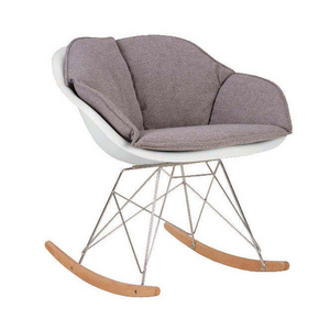 Nordic Modern Velvet Fabric Upholstered Wood Metal Leg Furniture Leisure Rocking Chair Single Sofa