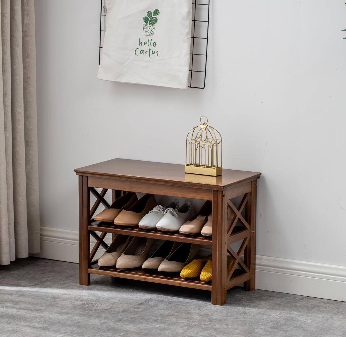 American Bamboo Shoe Changing Stool Shoe Cabinet Household Entrance Can Sit on The Shoe Stool Storage Bench Storage Stool