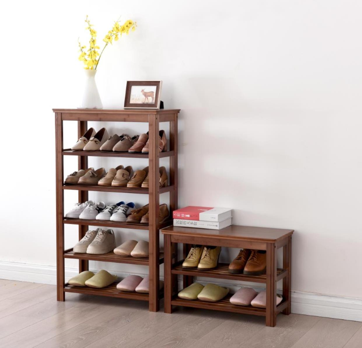 3-Tier Shoe Rack Bamboo Wood Shoes Shelf Storage Organizer for Closet Hallway Entryway