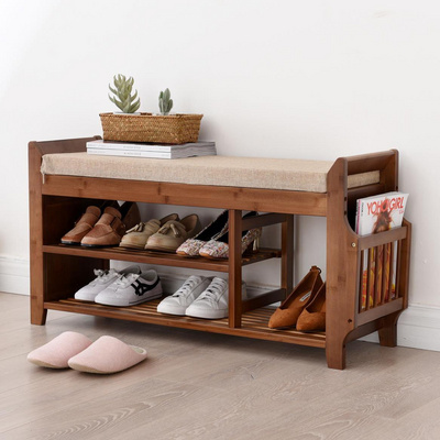 Home Doorway Shoe Storage Stool High Load-Bearing Change Shoe Stool Modern Simple Bamboo Shoe Rack Cabinet Storage