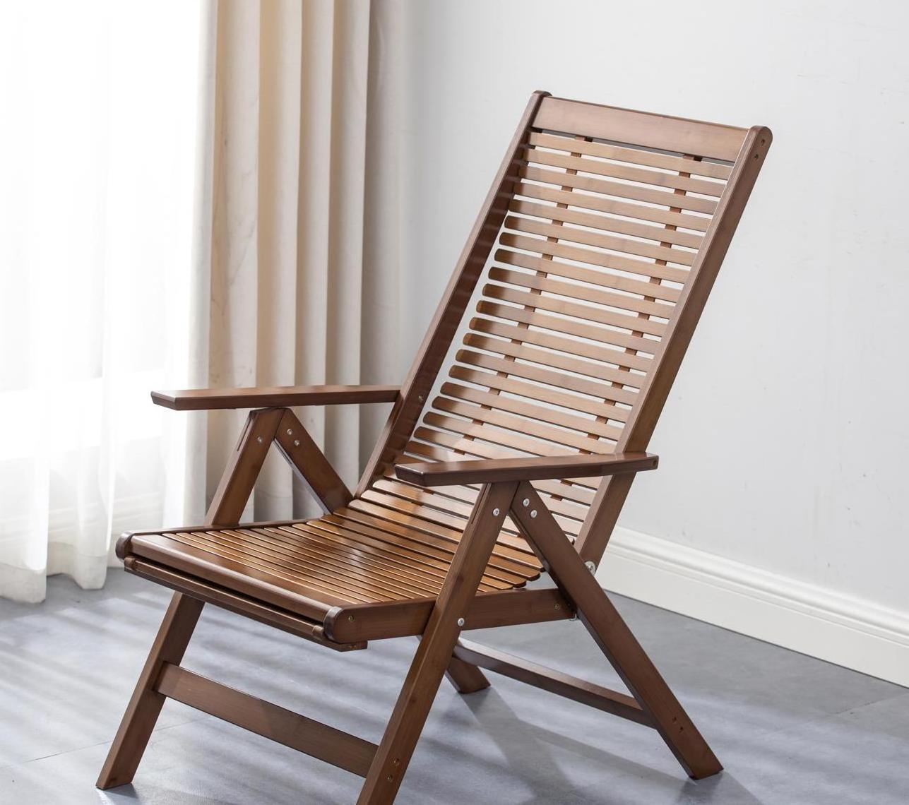 Folding Bamboo Recliner Chair Household Lunch Break Cool Chair Old-fashioned Chair Adjustable Recliner