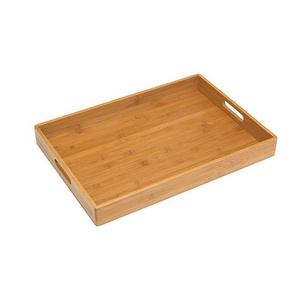 factort custom round/square wholesale Bamboo Tray serving trays biodegradable bamboo 2 3 piece cutlery tray set with logo