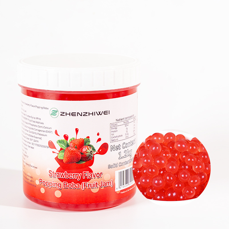 Strawberry Flavor Bursting Boba For Tea Popping Boba Fruit Juice Coating Pearl For Topping Bubble Tea Milk Tea Ingredients 1.2kg