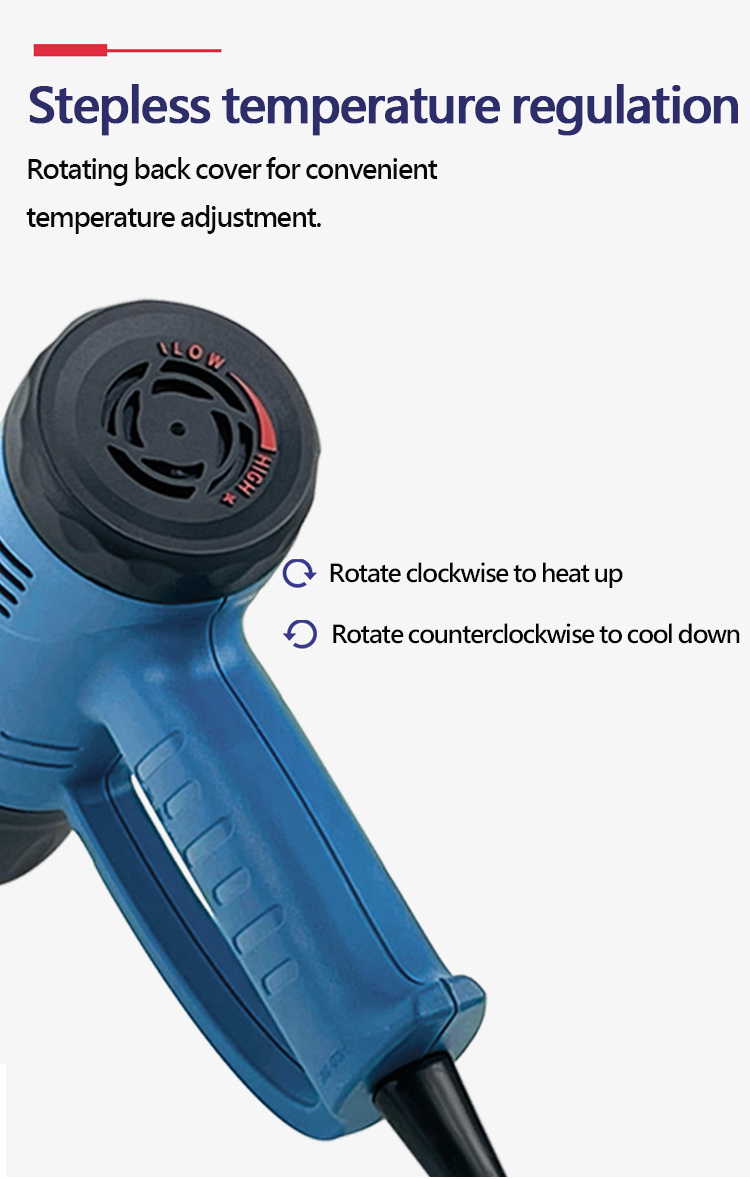 2000W Fast Heating Hot Air Gun Industrial hair dryer Adjustable Temperature hot gun soldering Heat gun