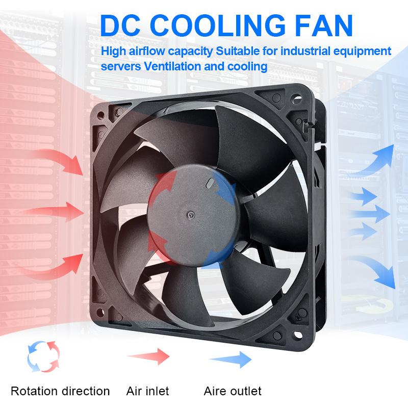 Axial Fans Dc 12 Volt Cooling Fan 2600/3200 CFM 120X120X38 Brushless Axial Flow Exhaust Fan 120mm