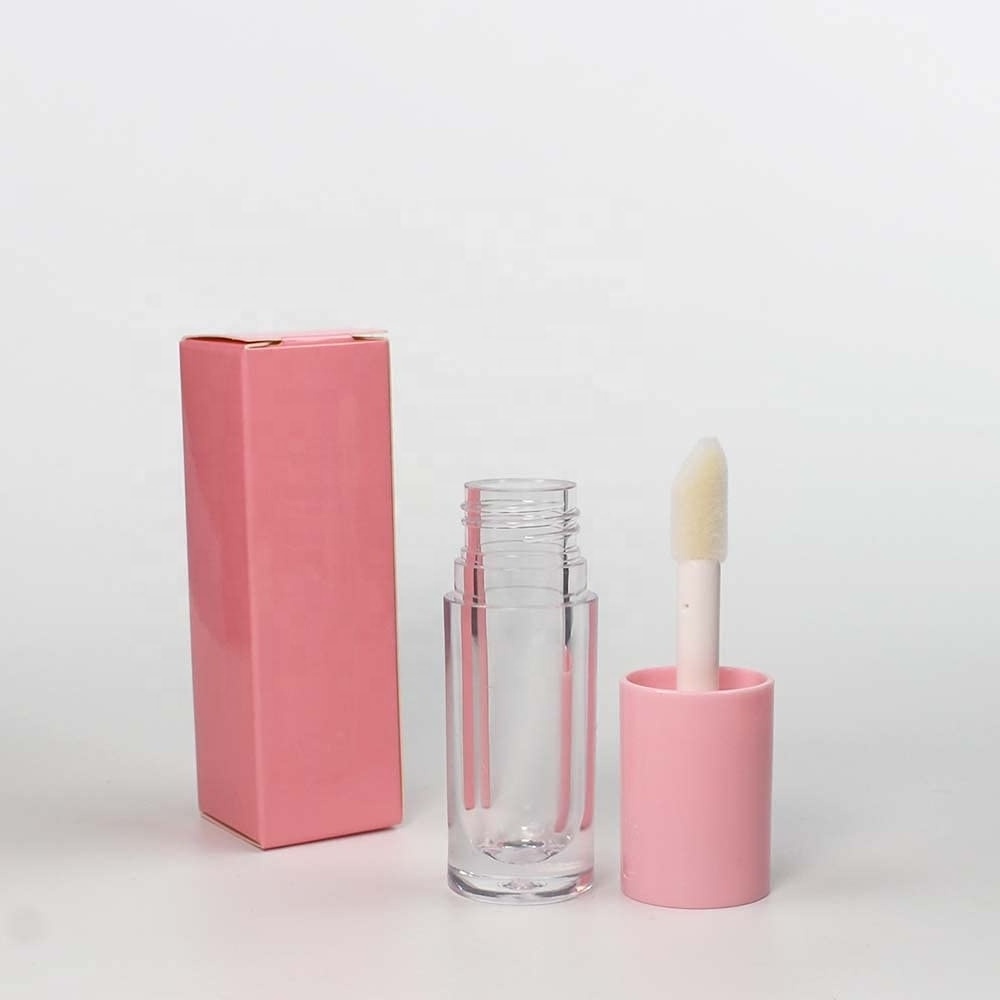 Custom Empty Pink Lip Gloss Boxes Rectangle Shape Rigid Recyclable Cosmetic Card Box with Gold Foil & Embossing Printing