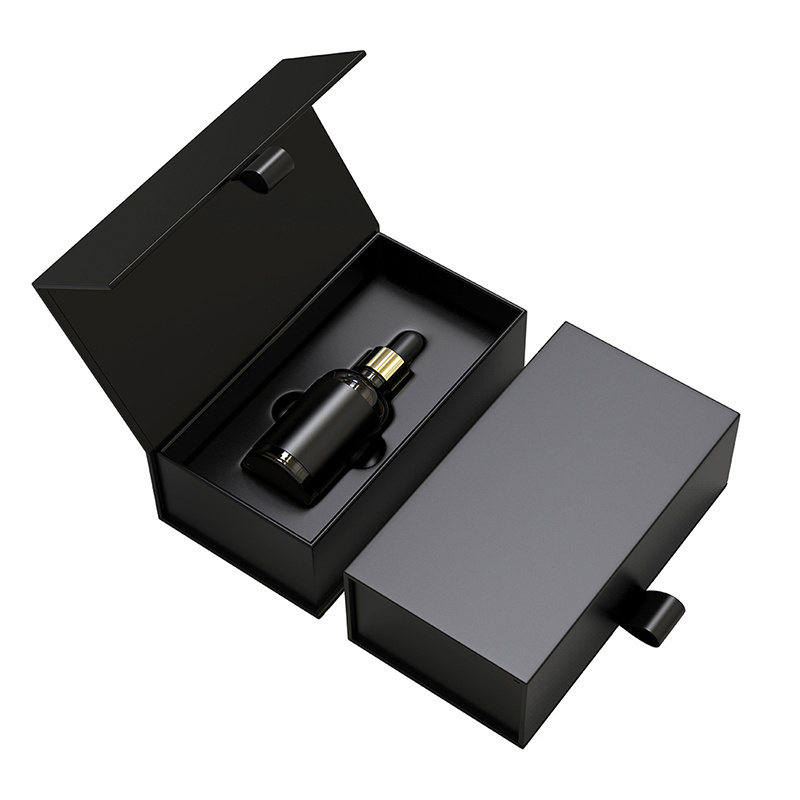 Customize Plain 30ml 50ml 100ml Book Style Recycle Rigid Paperboard dropper Perfume Bottle Packaging Box With Foam Insert