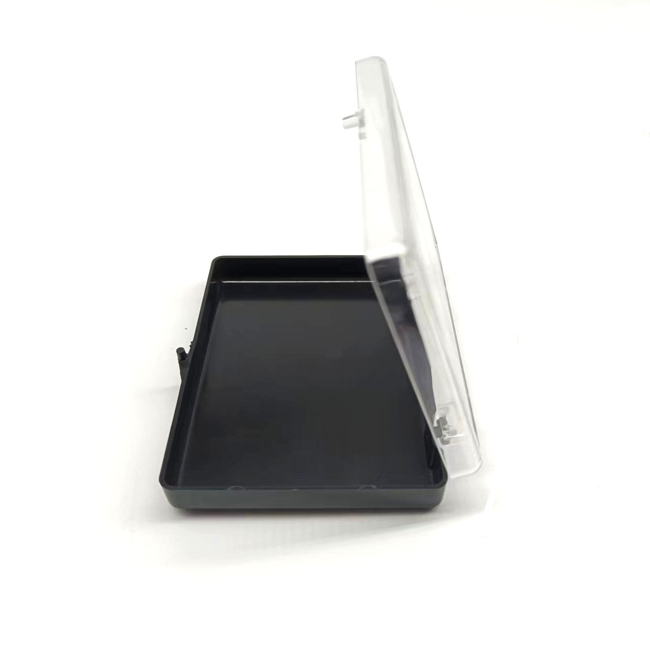 Clear transparent PS plastic square cube box with hinged lid for small item collection