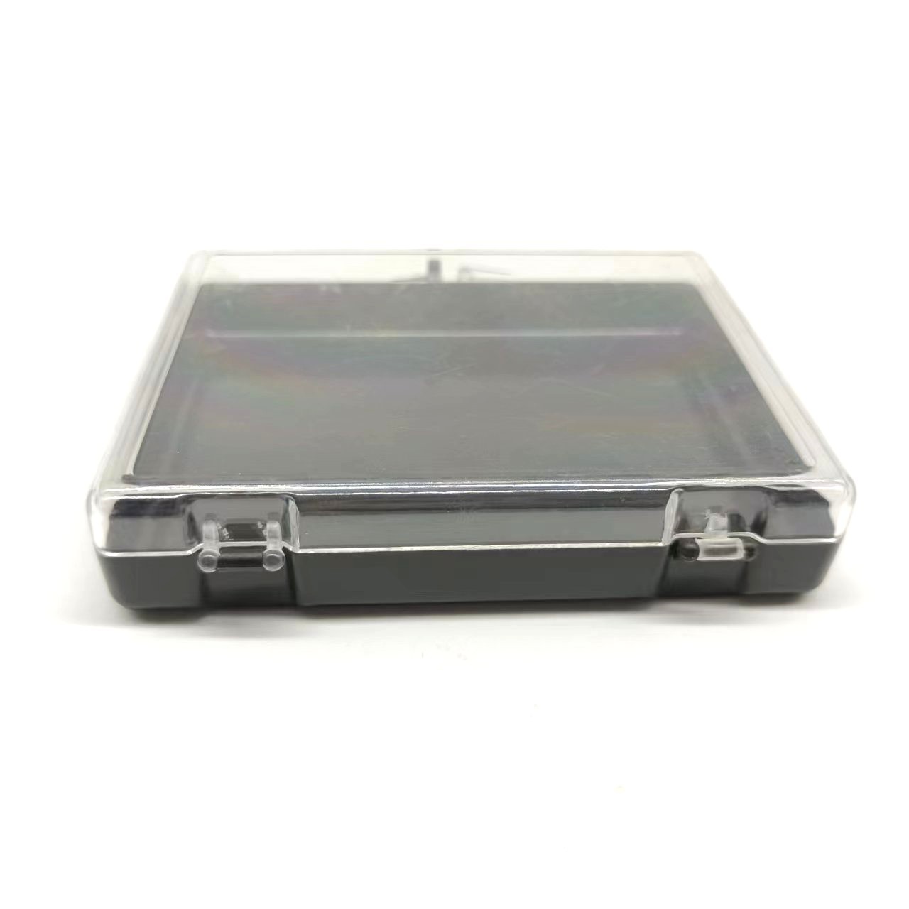 Clear transparent PS plastic square cube box with hinged lid for small item collection