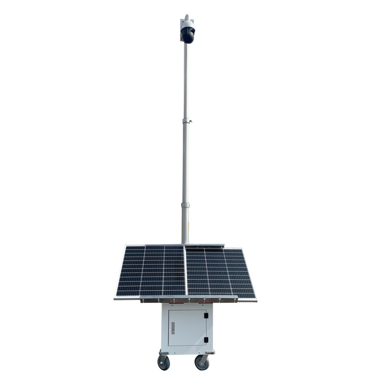 Hot Selling 4.2m Mobile Cctv Tower 80w*2 Solar Cctv Trailer System With Camera Or Led Lamps