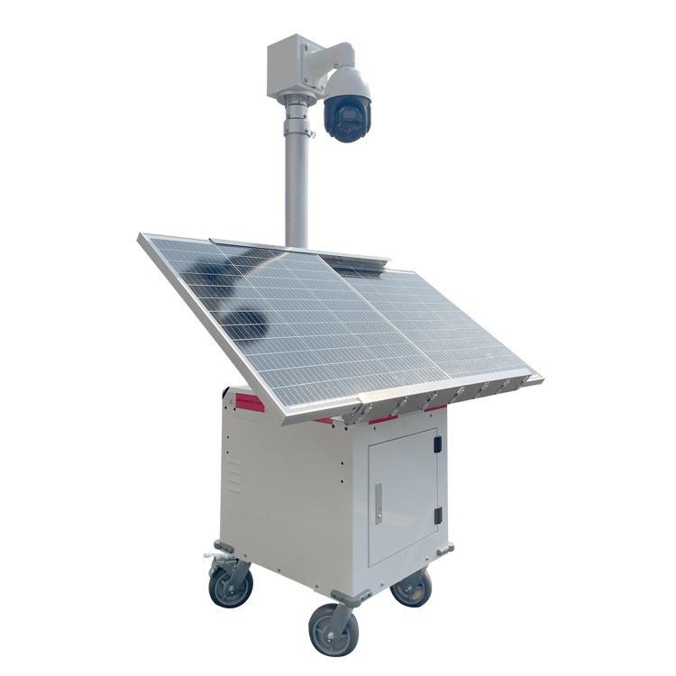 YEJUVISION 4.2m Mobile Cctv Tower 80w*2 Solar Cctv Trailer System With Camera Or Led Lamps