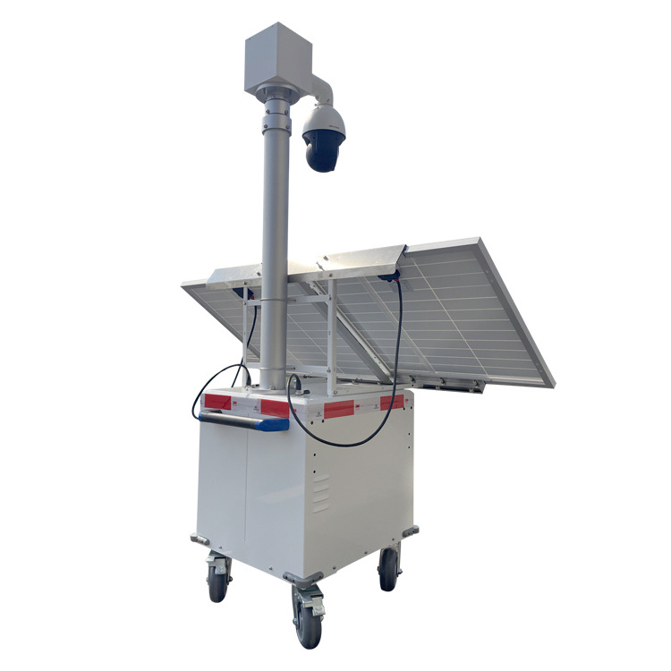 Hot Selling 4.2m Mobile Cctv Tower 80w*2 Solar Cctv Trailer System With Camera Or Led Lamps