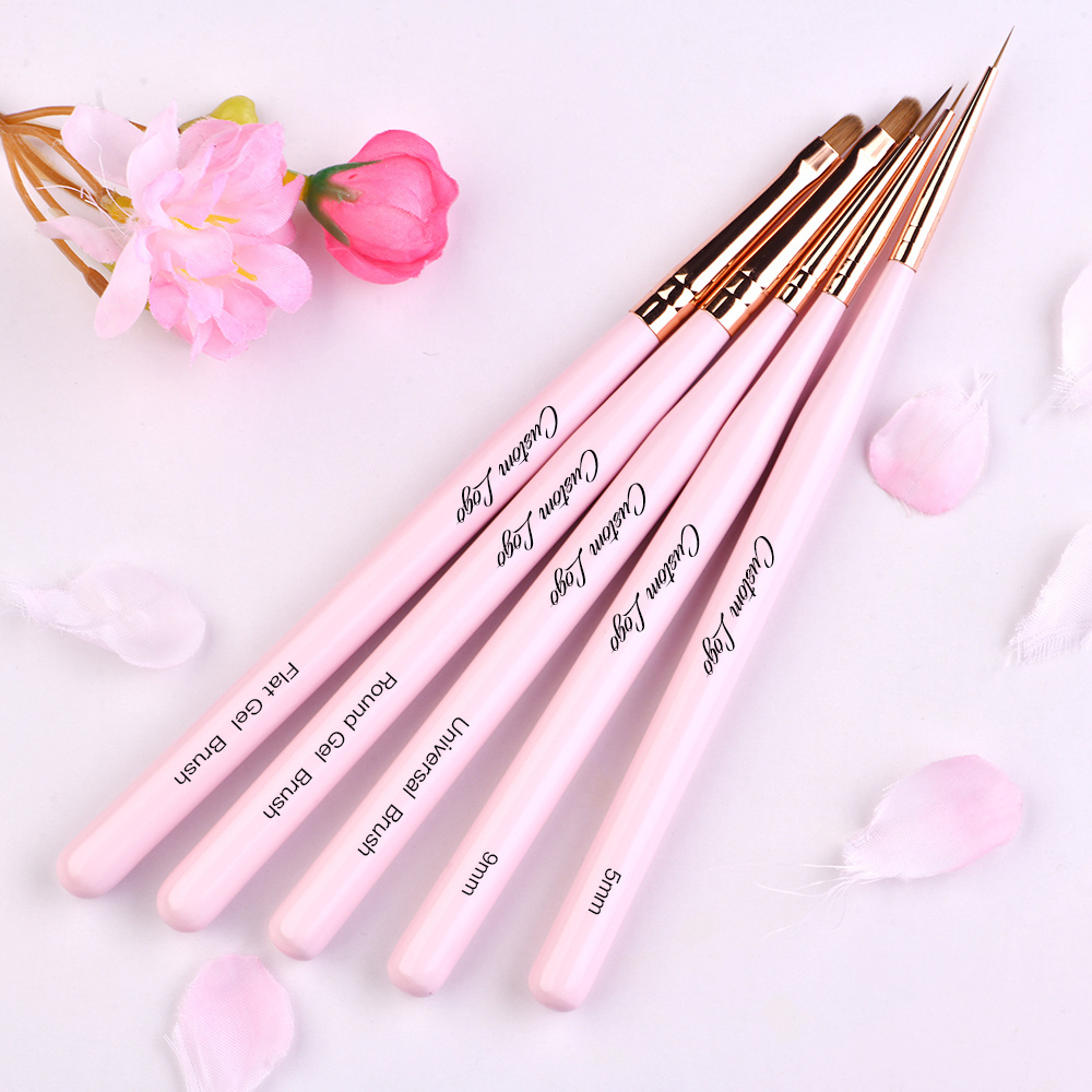 2023 New High Quality 5mm 9 mm Liner Gel Brush Fine Flat Nail Art Liner Brush Set