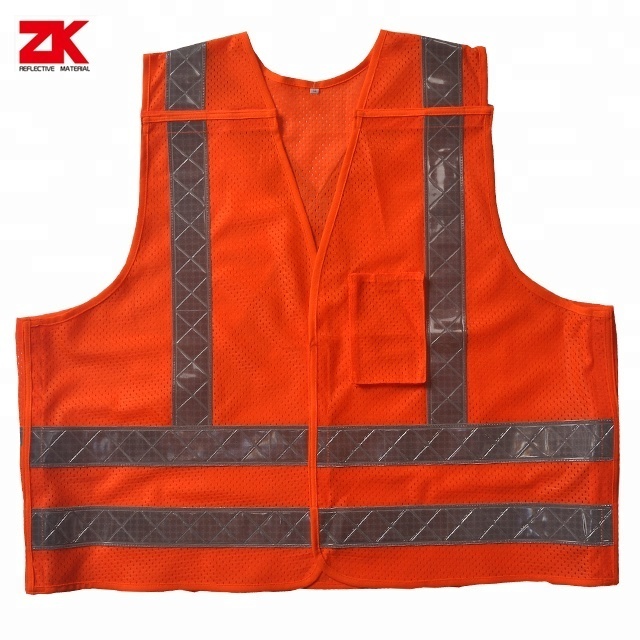 Low price reflective safety vests travel vest multi pocket luminous orange color mens vest