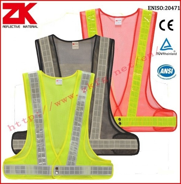 EN471 luminous mesh black safety vest with reflective tape