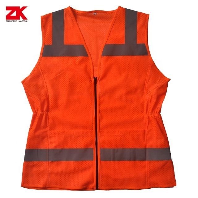 Hi vis orange reflective safety vest for women with cheap price