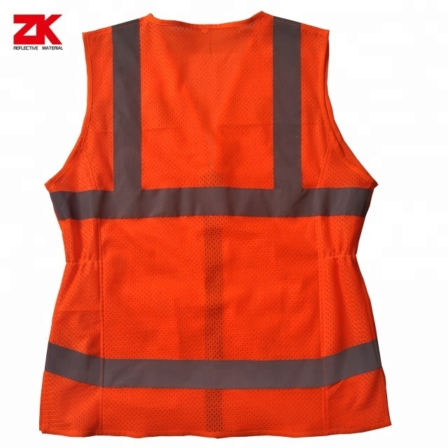 Hi vis orange reflective safety vest for women with cheap price