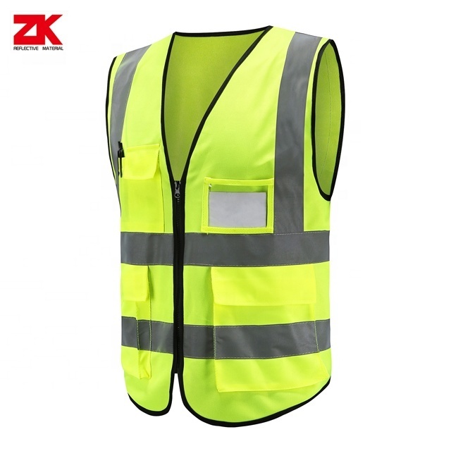 Promotional sleeveless yellow security staff work uniform reflective safety vest