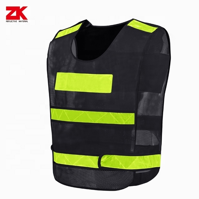 Hi vis reflective safety black work vest