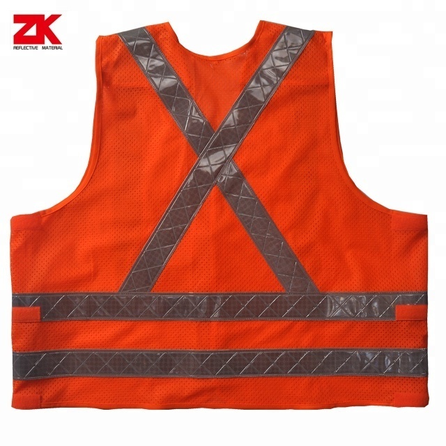 Low price reflective safety vests travel vest multi pocket luminous orange color mens vest