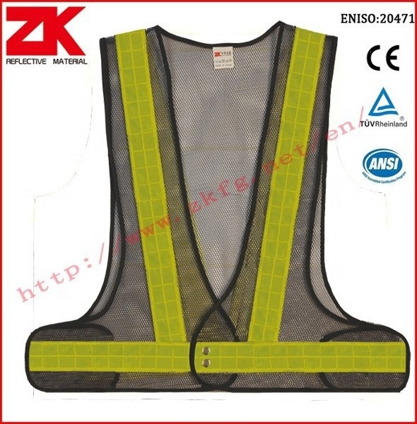 EN471 luminous mesh black safety vest with reflective tape