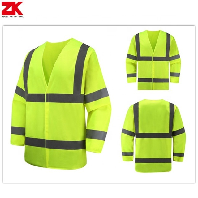 High visibility reflective long sleeve fluorescent clothes